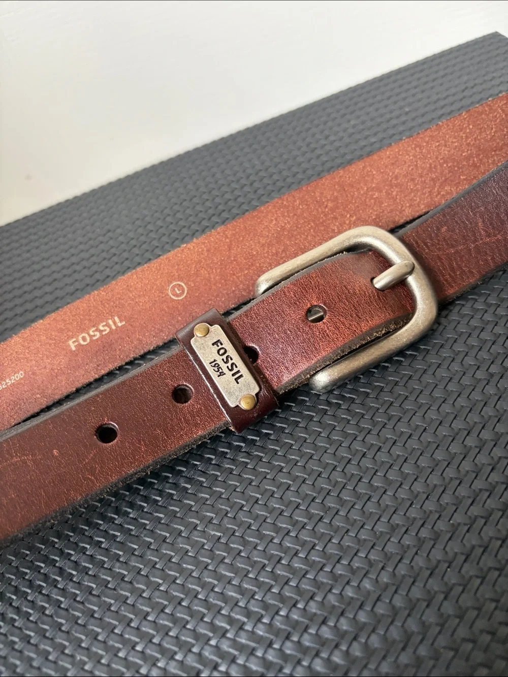 Fossil womens Brown Leather Belt with Antique Silver Buckle
